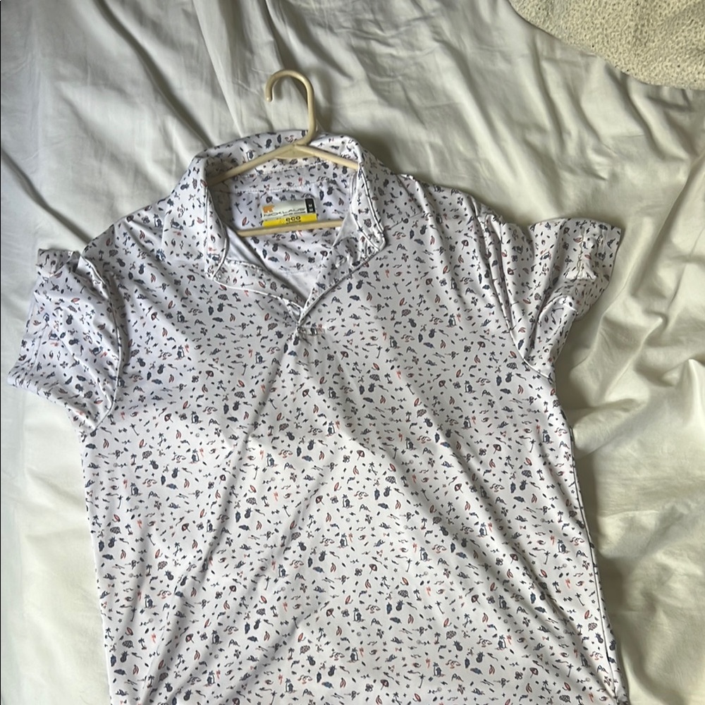 White Patterned Golf Shirt